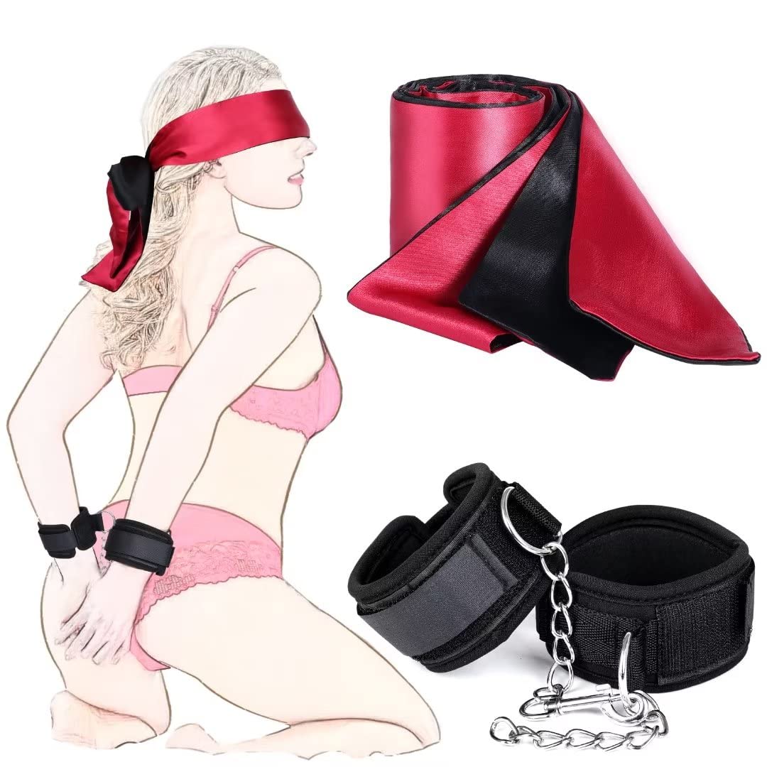 Juego de bondage BDSM con esposas para juegos de restricción