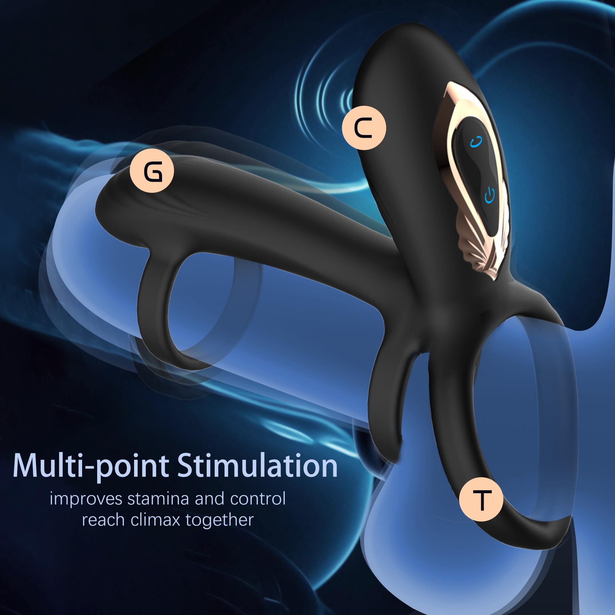 Anillo para el pene con giro de 360° – Estimulación del pene y testículos, 10 modos de vibración