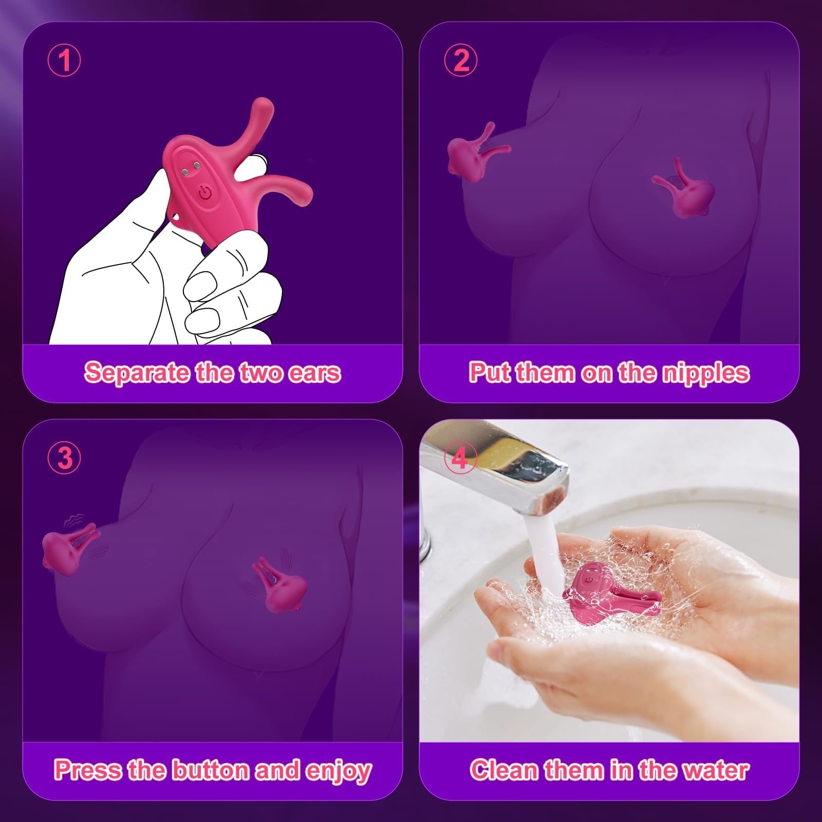 Pinzas Vibradoras para Pezones – Estimulador de Pezones de 9 Modos para Mujeres