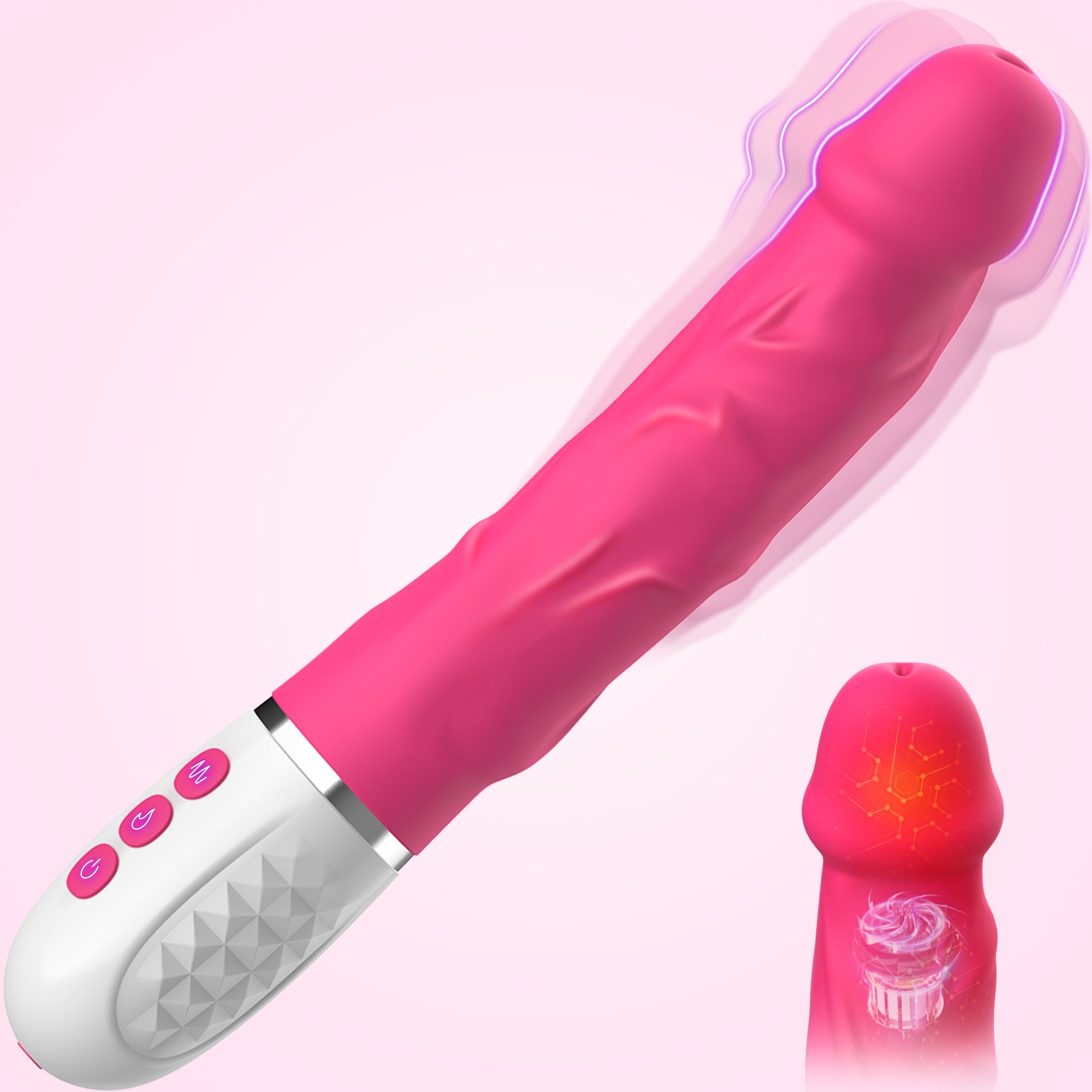 Dildo Vibrador Punto G - Empuje y Calefacción