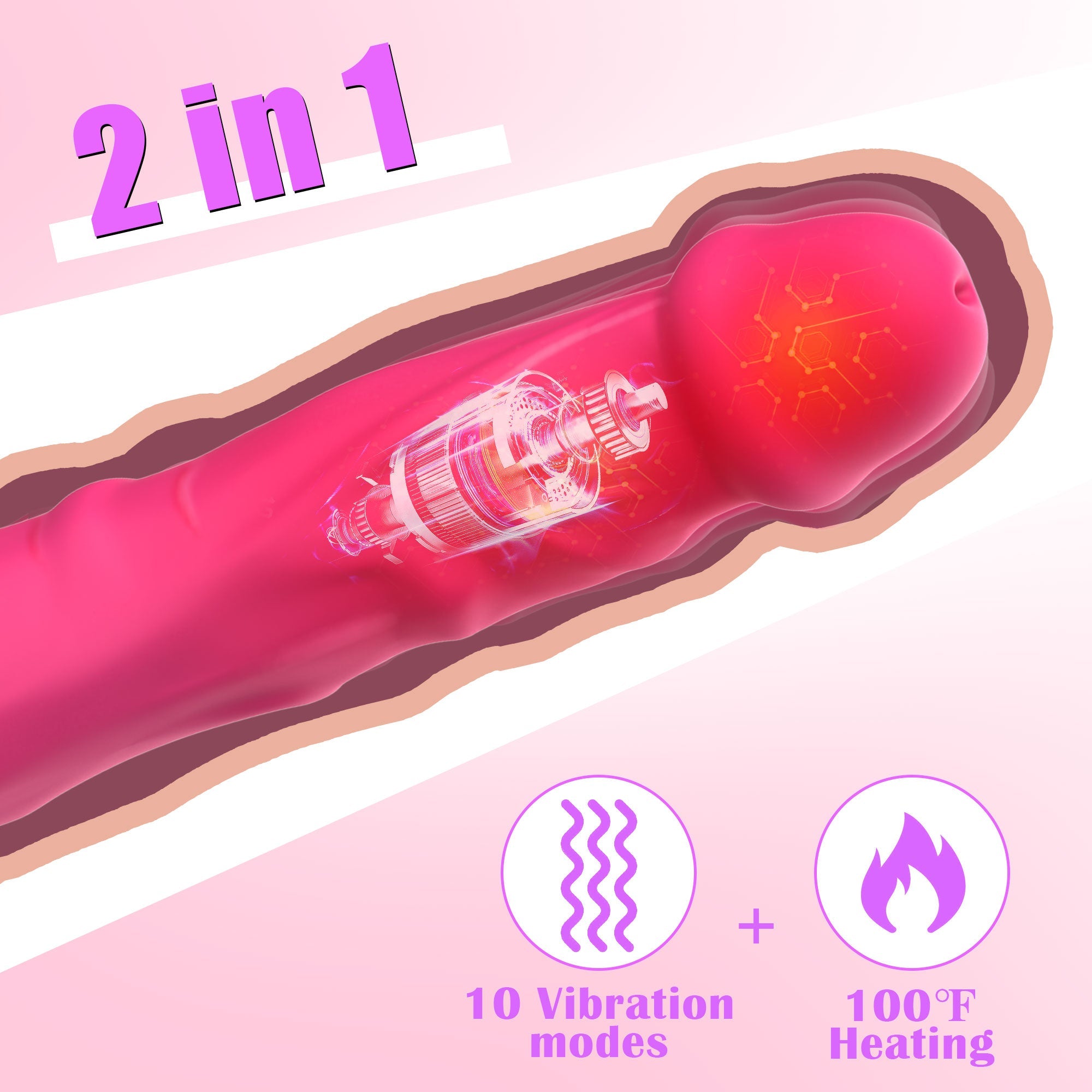 Dildo Vibrador Punto G - Empuje y Calefacción