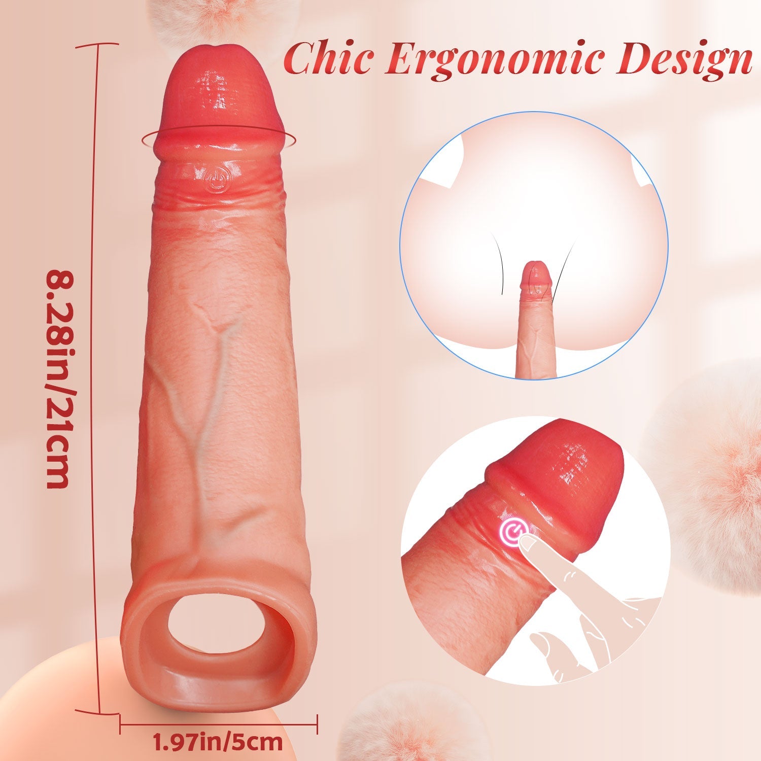 Anillo para pene con manga - Vibrador y controlado por aplicación