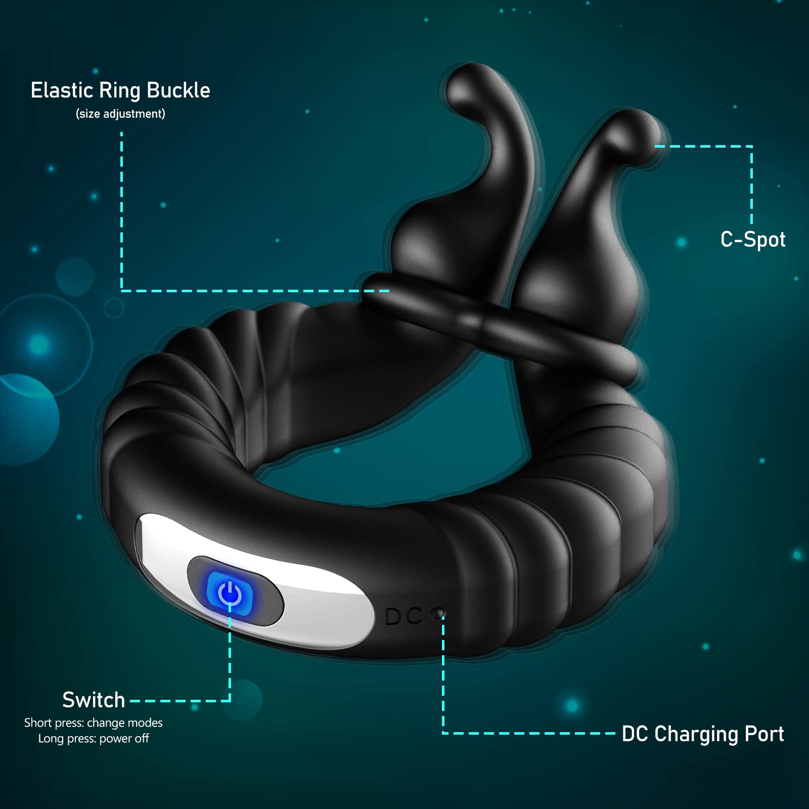 Anillo vibrador para el pene con pulgar