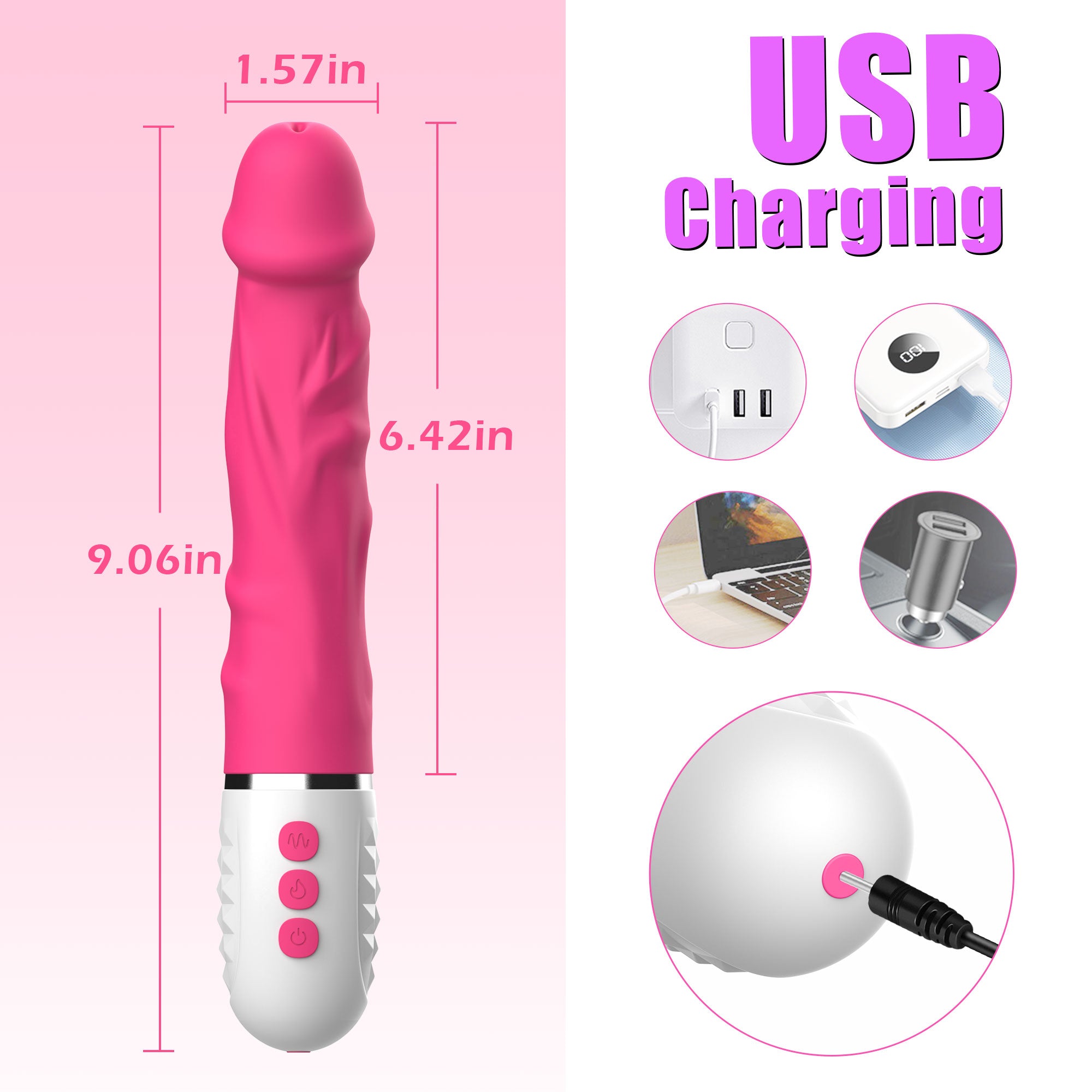 Dildo Vibrador Punto G - Empuje y Calefacción